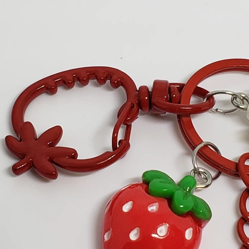 Handmade Strawberry Daisy Kawaii Bunny Keychain